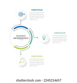  Modern infographic template. Creative circle element design with marketing icons. Business concept with 2 options, steps, sections.