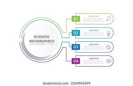 Modern infographic template. Creative circle element design with marketing icons. Business concept with 4 options, steps, sections.