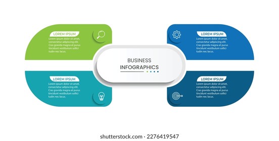 Modern infographic template. Creative circle element design with marketing icons. Business concept with 4 options, steps, sections.