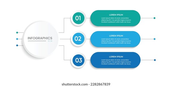 Modern infographic template. Creative circle element design with marketing icons. Business concept with 3 options, steps, sections.