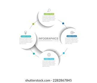 Modern infographic template. Creative circle element design with marketing icons. Business concept with 4 options, steps, sections.
