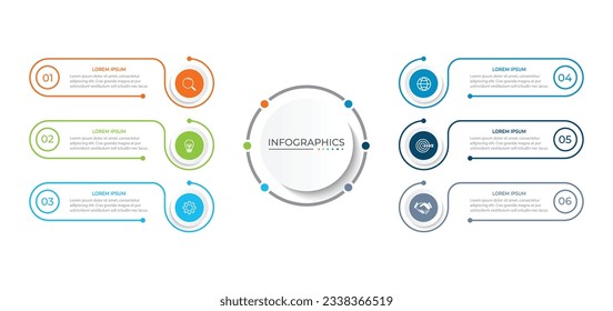 Modern infographic template. Creative circle element design with marketing icons. Business concept with 6 options