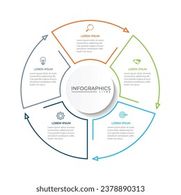 Modern infographic template. Creative circle element design with marketing icons. Business concept with 5 options