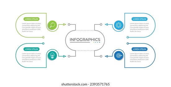 Modern infographic template. Creative circle element design with marketing icons. Business concept with 4 options