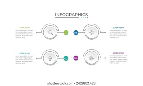 Modern infographic template. Creative circle element design with marketing icons. Business concept with 4 options, steps, sections.