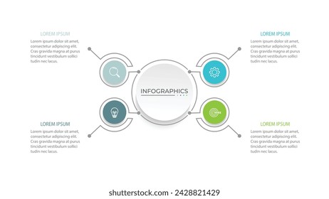 Modern infographic template. Creative circle element design with marketing icons. Business concept with 4 options, steps, sections.