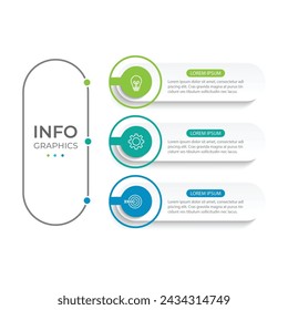 Plantilla de infografía moderna. Diseño de elementos de círculo creativo con iconos de marketing. Concepto de negocio con 3 opciones, pasos, secciones.