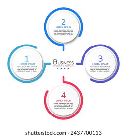 Modern infographic template. Creative circle element design with marketing icons. Business concept with 4 options, steps, sections.