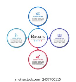 Modern infographic template. Creative circle element design with marketing icons. Business concept with 4 options, steps, sections.