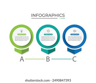 Modern infographic template. Creative circle element design with marketing icons. Business concept with 3 options