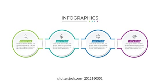 Modern infographic template. Creative circle element design with marketing icons. Business concept with 4 options
