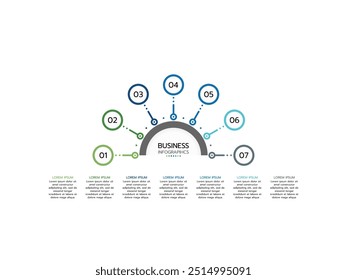 Modern infographic template. Creative circle elements design. Business concept with 7 options, steps, parts.