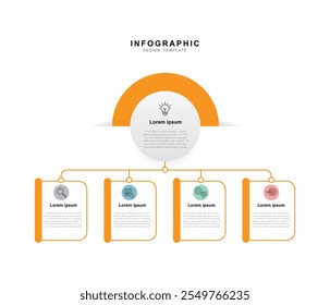 Plantilla infográfica moderna. Diseño creativo de elementos de círculo con iconos de marketing. Concepto de negocio con 5 opciones, pasos, secciones