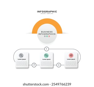 Plantilla infográfica moderna. Diseño creativo de elementos de círculo con iconos de marketing. Concepto de negocio con 3 opciones