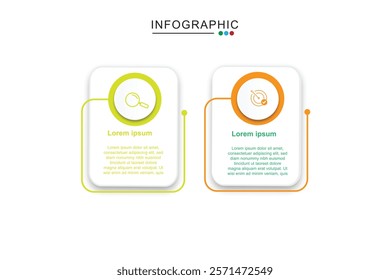 Modern infographic template. Creative circle element design with marketing icons. Business concept with 2 options