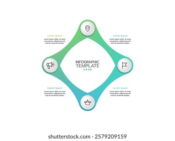Modern infographic template. Creative circle elements design with marketing icons. Business concept with 4 options, steps, and parts.