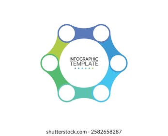 Modern infographic template. Creative circle elements design with marketing icons. Business concept with 6 options, steps, and parts.