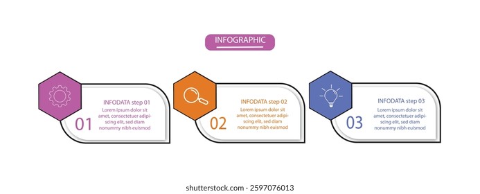 Modern infographic template. Creative circle element design with icons. Business concept with 3 options