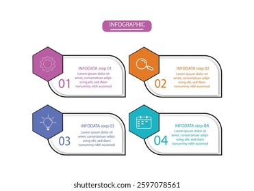 Modern infographic template. Creative circle element design with icons. Business concept with 4 options
