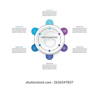 Modern infographic template. Creative circle element design with marketing icons. Business concept with 6 options, steps, sections