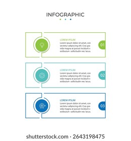 Plantilla infográfica moderna. Diseño creativo de elementos de círculo con iconos de marketing. Concepto de negocio con 3 opciones, pasos, secciones.