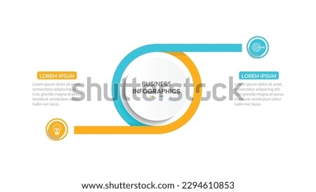 Modern infographic template. Creative circle element design with marketing icons. Business concept with 2 options, steps, sections.