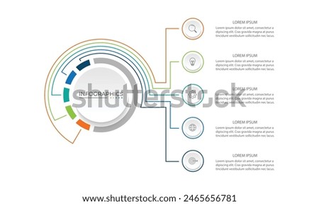 Modern infographic template. Creative circle element design with marketing icons. Business concept with 5 options