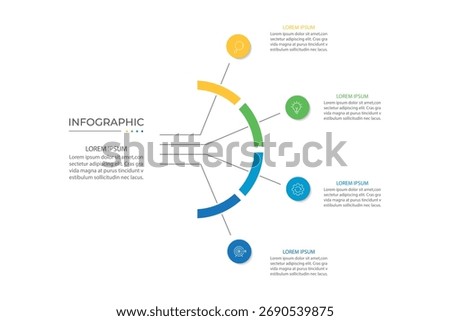 Modern infographic template. Creative circle element design with marketing icons. Business concept with 4 options, steps, sections.