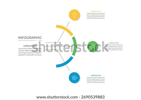 Modern infographic template. Creative circle element design with marketing icons. Business concept with 3 options, steps, sections.