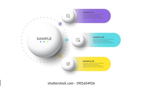 Modern infographic template. Creative circles design with marketing icons. Business concept with 3 options, steps, parts. Vector illustration.