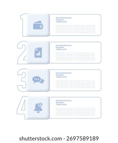 Diseño moderno de la Plantilla de la infografía con 4 opciones. Diseño de infografía de Vertical de negocios y marketing con íconos y espacio para datos