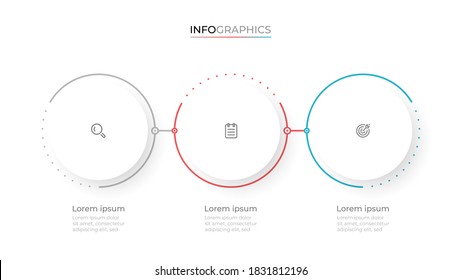 Modern infographic template design with thin line elements and circle. Business concept with 3 options or steps. 