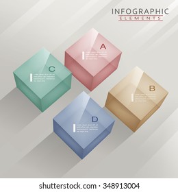 modern infographic template design with translucent cubes