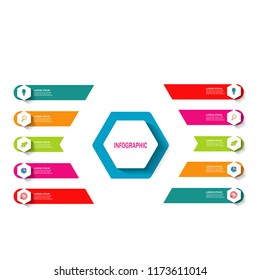 modern infographic template element with 5 options steps vector