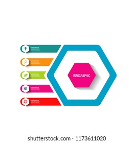 modern infographic template element with 5 options steps vector