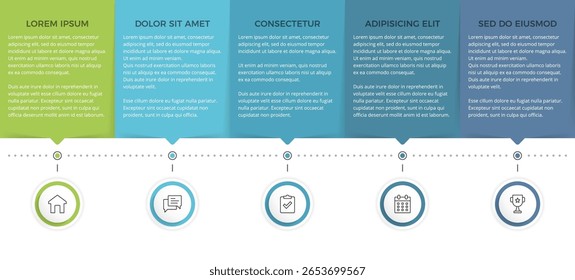 Modern infographic template with five sections, perfect for business presentations and data visualization, vector eps10 illustration