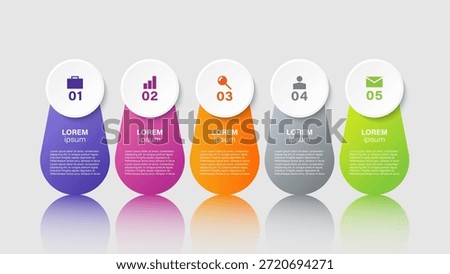 Modern infographic template with five step processes. Vector layout for data visualization.