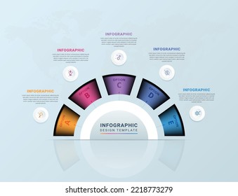 Plantilla infográfica moderna con cinco pasos