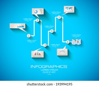 Modern Infographic template with Flat UI style. Timeline virtual rapresentation to use for data ranking of product classification.