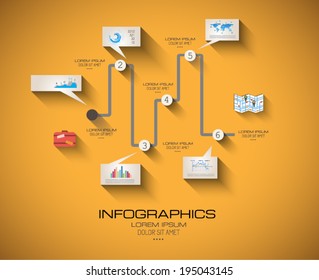 Modern Infographic template with Flat UI style. Timeline virtual rapresentation to use for data ranking of product classification.