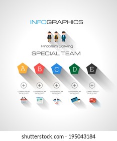 Modern Infographic template with Flat UI style. Timeline virtual rapresentation to use for data ranking of product classification.