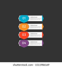 Modern Infographic template in four steps for Business. Multi-color design vector can be used for workflow layout, diagram, annual report, web design. Concept element with 4 options or processses.