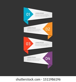 Modern Infographic template in four steps for Business. Multi-color design vector can be used for workflow layout, diagram, annual report, web design. Concept element with 4 options or processses.