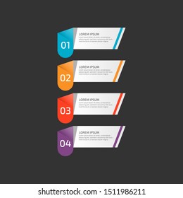 Modern Infographic template in four steps for Business. Multi-color design vector can be used for workflow layout, diagram, annual report, web design. Concept element with 4 options or processses.