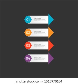 Modern Infographic template in four steps for Business. Multi-color design vector can be used for workflow layout, diagram, annual report, web design. Concept element with 4 options or processses.