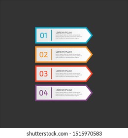 Modern Infographic template in four steps for Business. Multi-color design vector can be used for workflow layout, diagram, annual report, web design. Concept element with 4 options or processses.