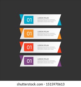 Modern Infographic template in four steps for Business. Multi-color design vector can be used for workflow layout, diagram, annual report, web design. Concept element with 4 options or processses.