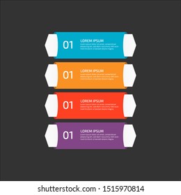 Modern Infographic template in four steps for Business. Multi-color design vector can be used for workflow layout, diagram, annual report, web design. Concept element with 4 options or processses.