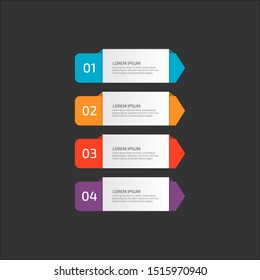Modern Infographic template in four steps for Business. Multi-color design vector can be used for workflow layout, diagram, annual report, web design. Concept element with 4 options or processses.