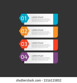 Plantilla de infografía moderna en cuatro pasos para Business. El vector de diseño multicolor se puede utilizar para diseño de flujo de trabajo, diagrama, informe anual, diseño web. Elemento conceptual con 4 opciones o procesos.